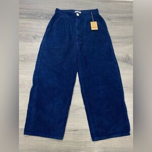 Rudy Jude Navy Blue 100% Organic Wide Leg Diana Corduroy Pants Sz 3 New